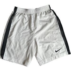 Nike Shorts Boy's Dri-fit Athletic Elastic Waist White Black Strip Size Kids Med